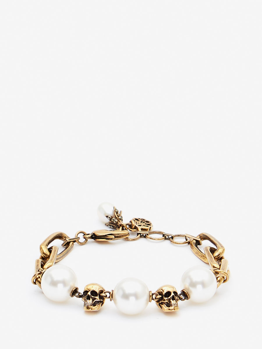 ALEXANDER MCQUEEN - Pearl-like Skull Chain Bracelet - Item 651258J160Z4040